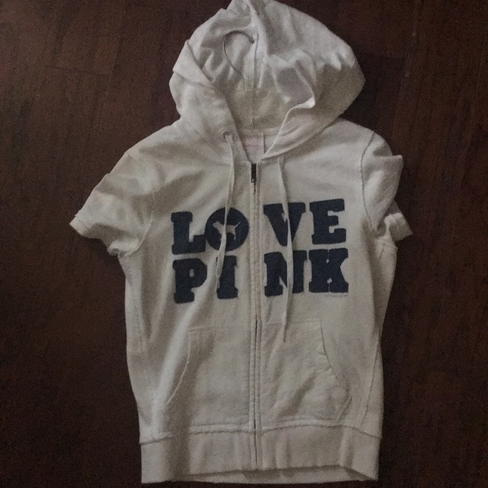 Love pink zip up with hood